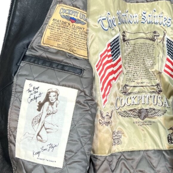 Cockpit NYC A-2 Airforce US Army Leather Bomber Jacket Medium Pre-Loved - Picture 6 of 8